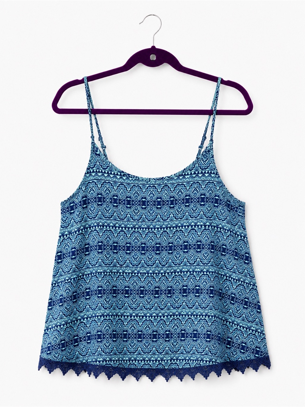 Mossimo Supply Co. Blue and Teal Patterned Spaghetti Strap Tank
